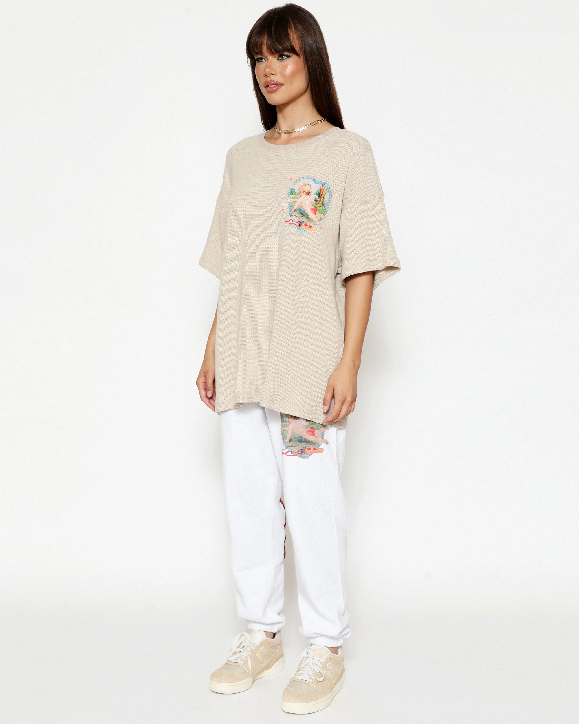 BOYS LIE X Tan Straight Flush Boyfriend Thermal Tee 5 BOYS LIE X Tan Straight Flush Boyfriend Thermal Tee - Image 3