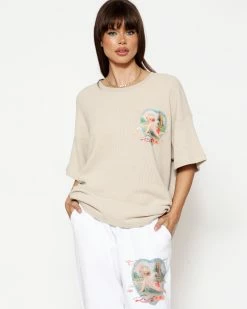 BOYS LIE X Tan Straight Flush Boyfriend Thermal Tee