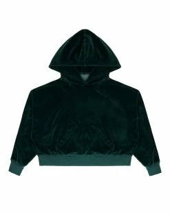 BOYS LIE X Green Velour Cropped Hoodie -Boys Lie Sales Store 4O7A1774rxscopy