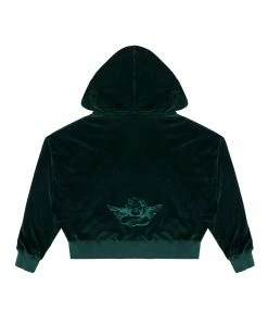 BOYS LIE X Green Velour Cropped Hoodie -Boys Lie Sales Store 4O7A1780rxscopy