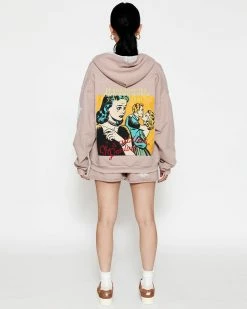 BOYS LIE X Taupe Don't Say It Darling Zip-Up Boyfriend Hoodie -Boys Lie Sales Store 4O7A2914