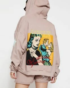 BOYS LIE X Taupe Don't Say It Darling Zip-Up Boyfriend Hoodie