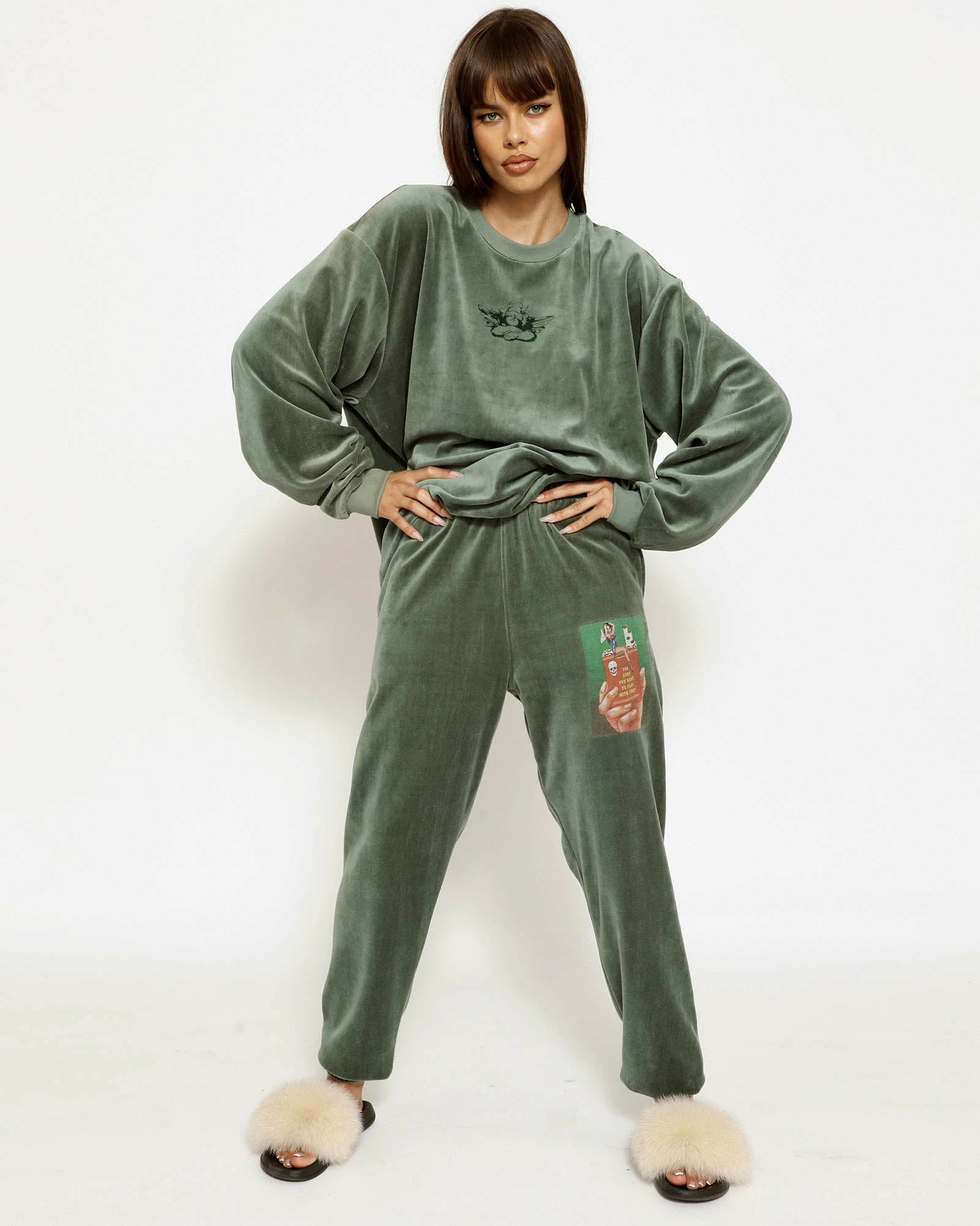 BOYS LIE X Twin Flame Velour Crewneck 6 BOYS LIE X Twin Flame Velour Crewneck - Image 4