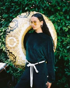 BOYS LIE X Green Velour Cropped Hoodie