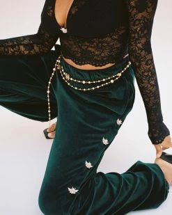 BOYS LIE X Green Oh Snap Velour Pants
